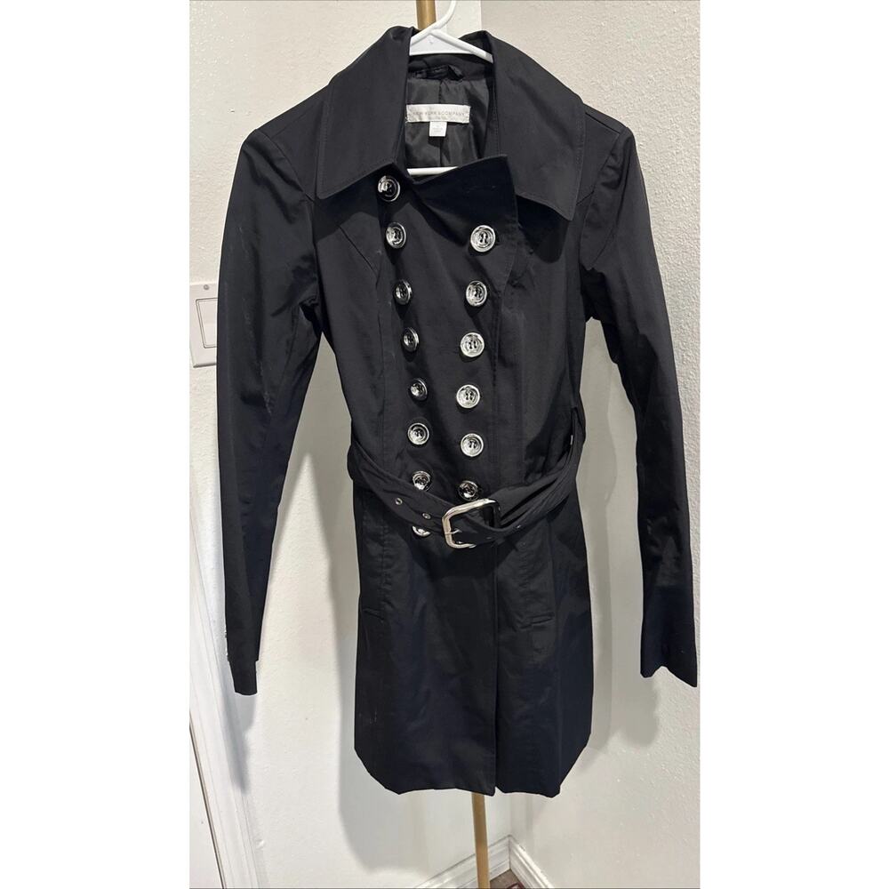 New York and Company Women's Size XS‎ Black Rain Trench Coat Jacket
